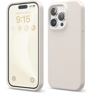 Compatible with iPhone 15 Pro Case, Liquid Silicone Case, Full Body Protective Cover, Shockproof, Slim Phone Case, Anti-Scratch Soft Microfiber Lining, 6.1 inch (Stone)