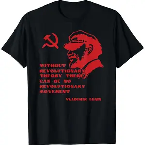 Casual cotton short-sleeve tees Lenin USSR Russia Soviet Union Marxism T-Shirt.