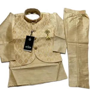 Jacket set sherwani Ethnicwear  with Button Front, Collar, and Matching Outfit, Includes Trousers and Tunic Traditional Country Clothing