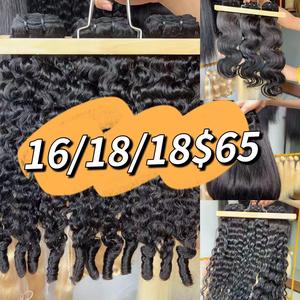[Live Only $65 get 3PCS]16/18/18 Special Bundles Deals for 12A Top Virgin 100% Human Hair Unprocessed Bundles Natural Black with Burmese Curly/Water Wave/Body Wave/Straighttensions Natural Black