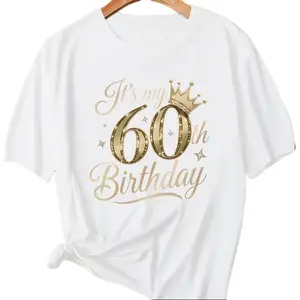 Men's 60th Birthday Gold Crown T-Shirt, Casual Short-Sleeve Cotton Fabric Top with Comfortable Fit