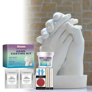 Hand Mold Powder DIY Set, Couple Hand Mold Making Kit, Memorial Sculpture, Anniversary Halloween Christmas New Year Gift