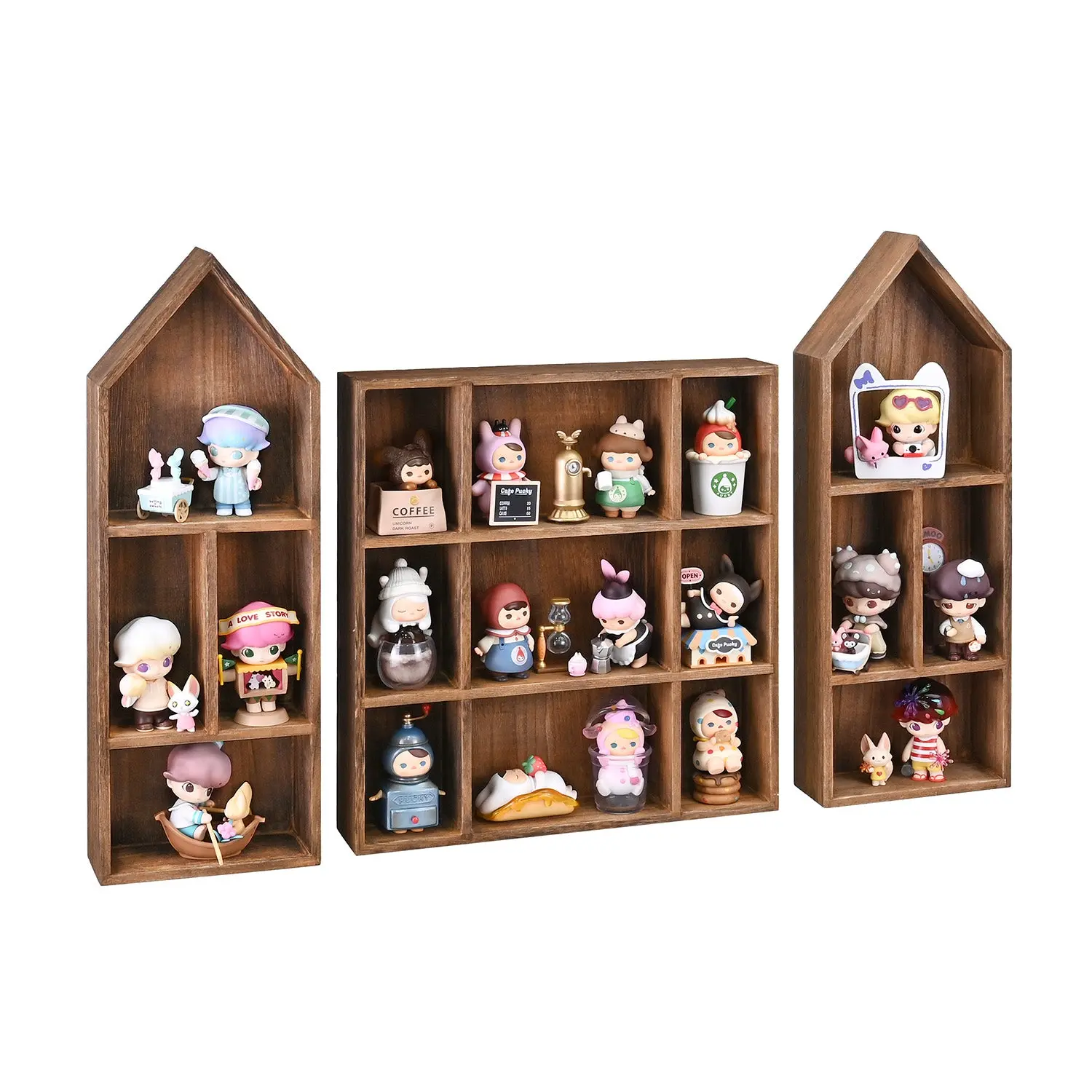 #WD5773 3 Pcs Set Wooden Shadow Cubby Box Display Shelf Organizer Storage Shadow Box for Collectibles