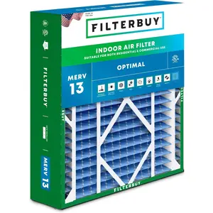 Filterbuy 24x25x5 Air Filter (1-Pack), Pleated MERV 13 Optimal Defense HVAC AC Furnace Air Filters for Carrier FILXXCAR0024, Maytag, and More