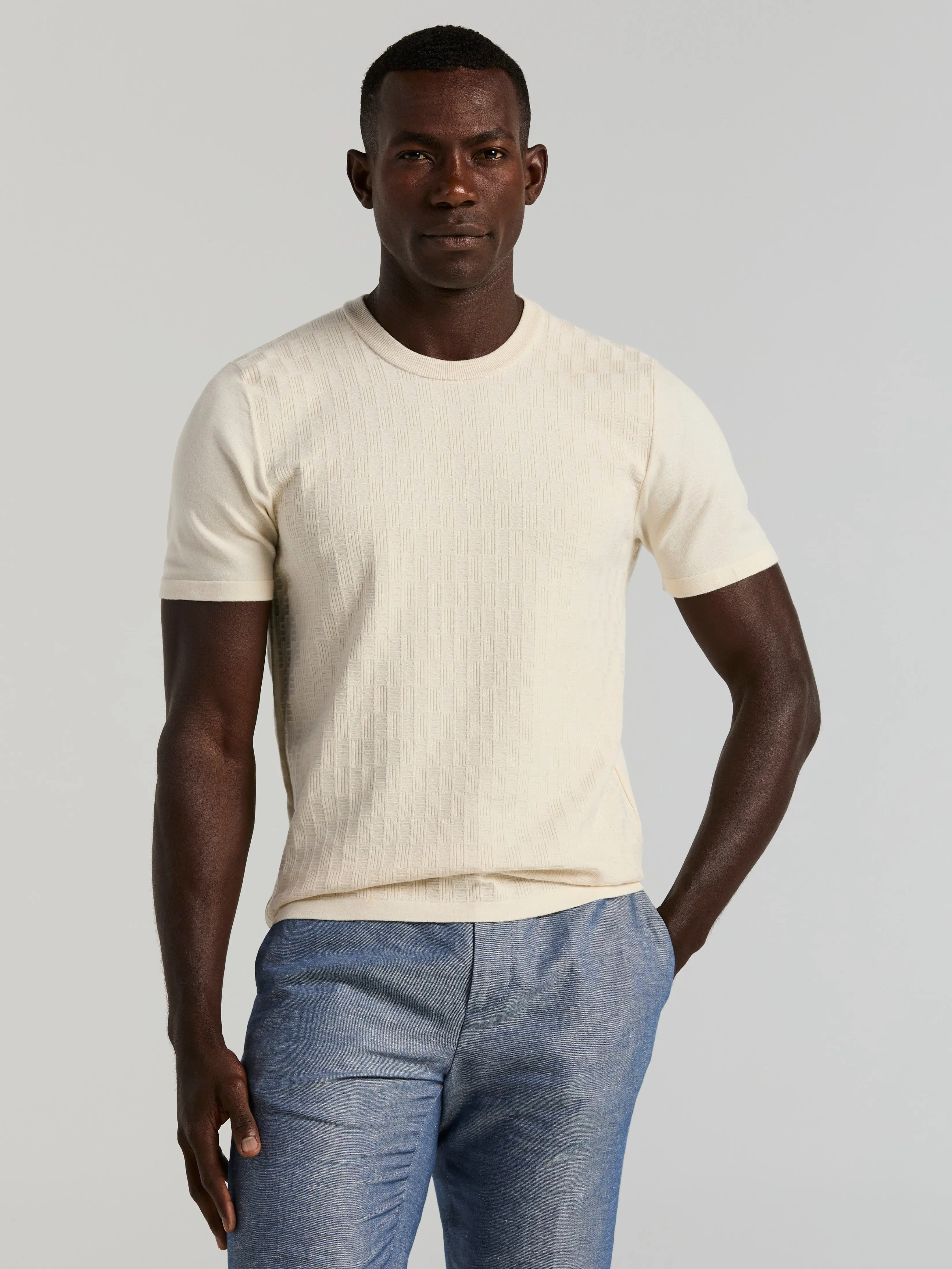 Geometric Textured Sweater Tee