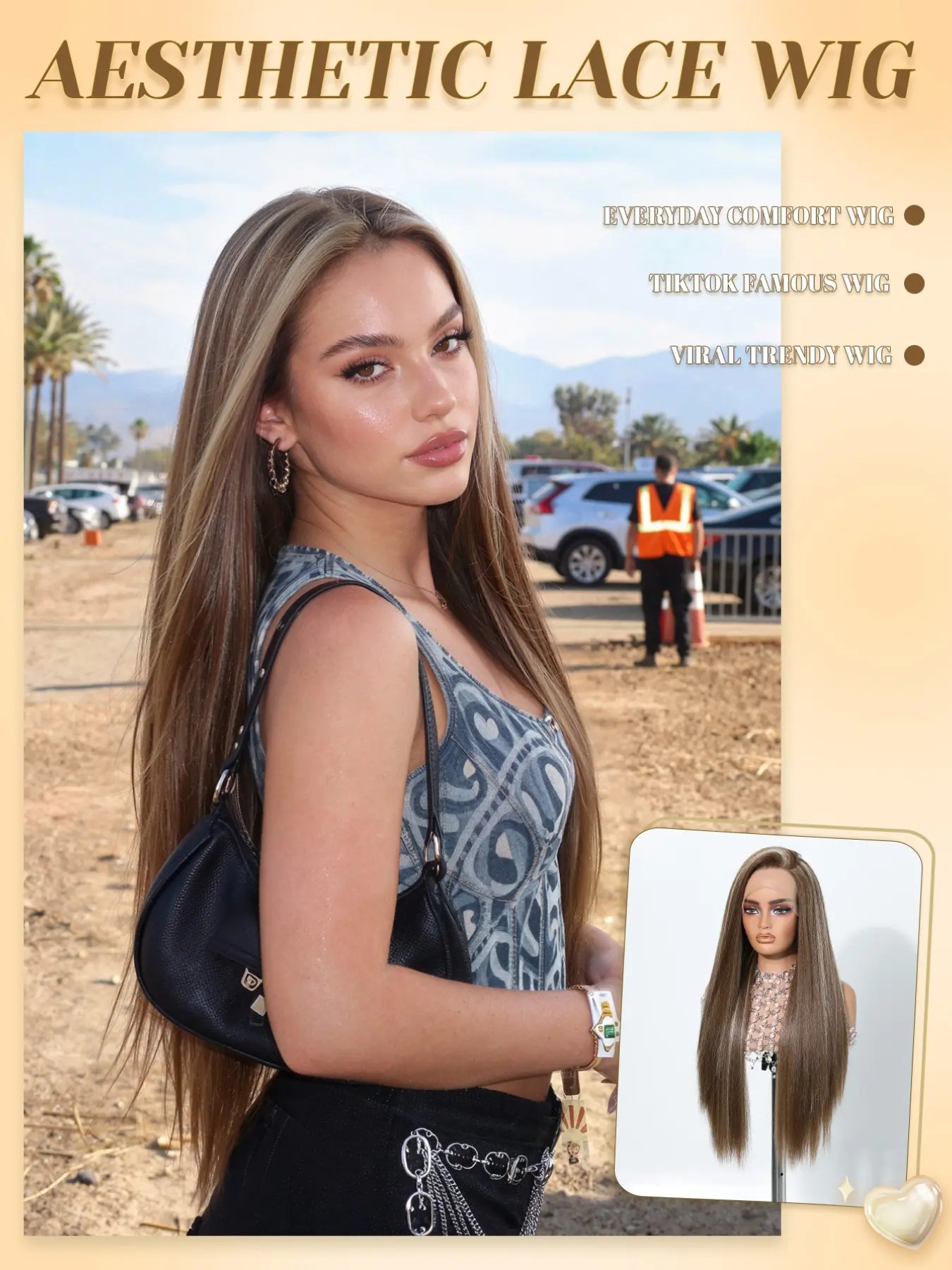 Topshe Sexy Charisma 13x6 High-Definition Lace Light Highlights Wig, 30 Inches, No Glue, Heat Resistant, Suitable for Work/travel/parties