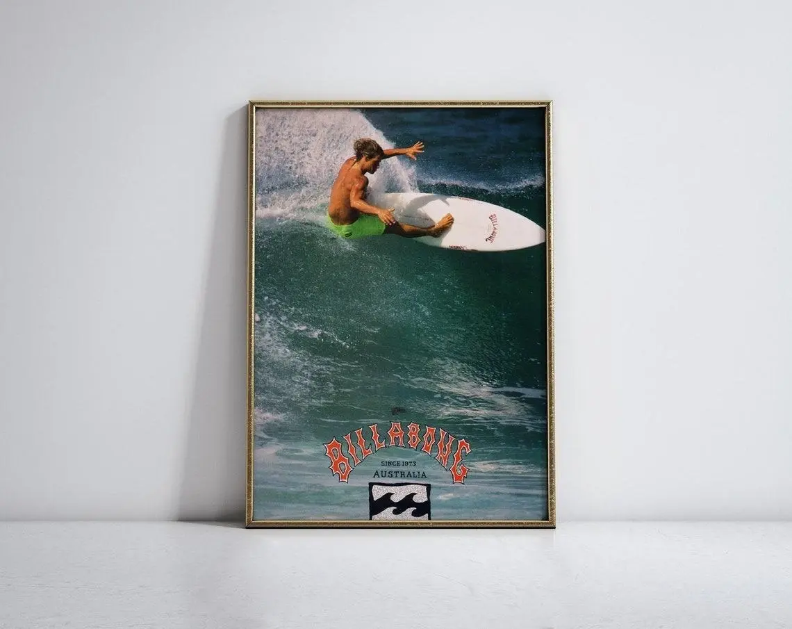 1990 BILLABONG Surfing Poster, Wall art, Home decor, Vintage Surfing Poster, Retro Surf Print