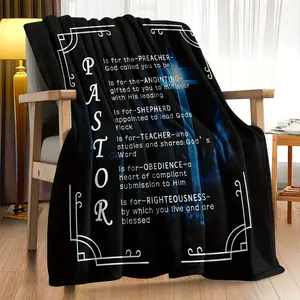 1Pc Pastor Appreciation Gift For Men - Reversible Microfiber Throw Blanket With Inspirational Message, All-Season Cozy Bedspread For Christmas, Father'S Day, Birthday - Machine Washable, Contemporary Style, Pastor Appreciation Gifts, Best For Christmas