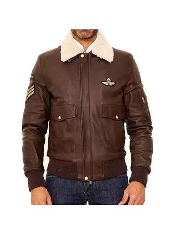 Men's Real Leather Brown Bomber Leather Jacket