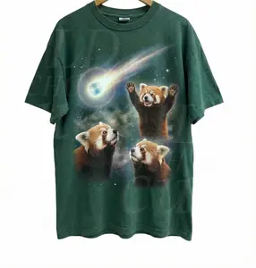 Red Panda Space Shirt, Cute Panda Graphic Tee, Cosmic Animal T-Shirt, Viral TikTok Aesthetic Tee, Oversized Unisex Vintage Shirt
