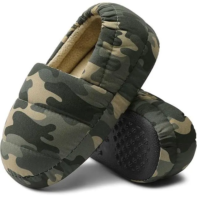 shoeslocker Men Women Camouflage Print Plush Fleece Lined Slippers, Lightweight Non-Slip Slip-On Indoor Outdoor House Shoes for Home Bedroom Living Room squeaky comfortable winter infant walking, Walking Shoes, Footwear