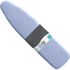 Full Size Ironing Board Cover, 15x54 in, Extra Thick Padding, Scorch-Resistant Silicone Coating, Heavy-Duty Elastic Edge, Hook-and-Loop Fastener Strap, Fits Standard Ironing Boards, Blue