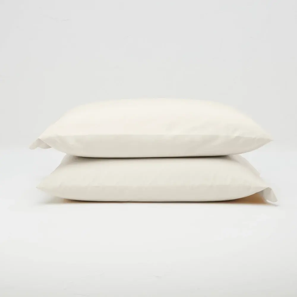Casaluna 250 Thread Count Supima Cotton Percale Weave Pillowcase Set - Pre-Washed Soft, Breathable, for Warm Nights, Bedroom Use, Neutral Tones