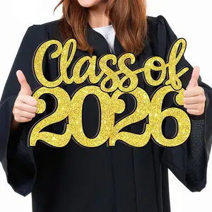 Wooden Class of 2026 Sign Senior 2026 Graduation Props for Photoshoot 2026 Class of Grad Photo Props Graduation Signs College High School Party Supplies Unfinished Grad Ornaments to Paint