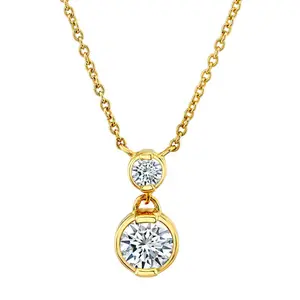 1.25 Carat Opera Round-Cut Moissanite Pendant Necklace in 18K Yellow Gold over Silver 16"-18"