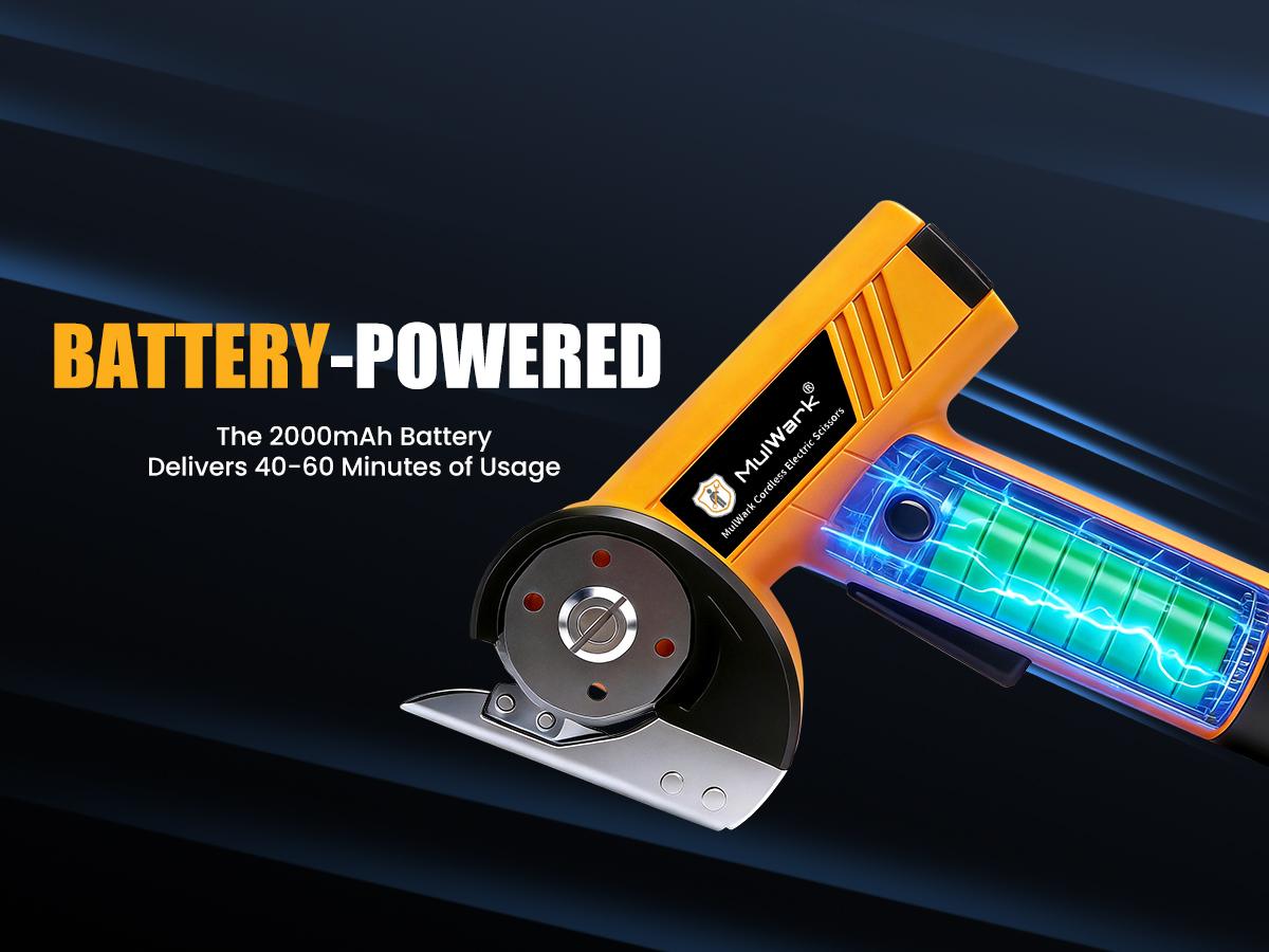 Mulwark Cardboard Cutter Electric, 4.2V Electric Scissors Cordless LED Display an LED Light, Includes 2 Spare Blades, Professional Electric Box Cutter for Cardboard, Carpet, Plastic, Leather, Packaging, Portable Cutting Tool, Yellow with Storage Bag Mulwark Cardboard Cutter Electric, 4.2V Electric Scissors Cordless LED Display an LED Light, Includes 2 Spare Blades, Professional Electric Box Cutter for Cardboard, Carpet, Plastic, Leather, Packaging, Portable Cutting Tool, Yellow with Storage Bag