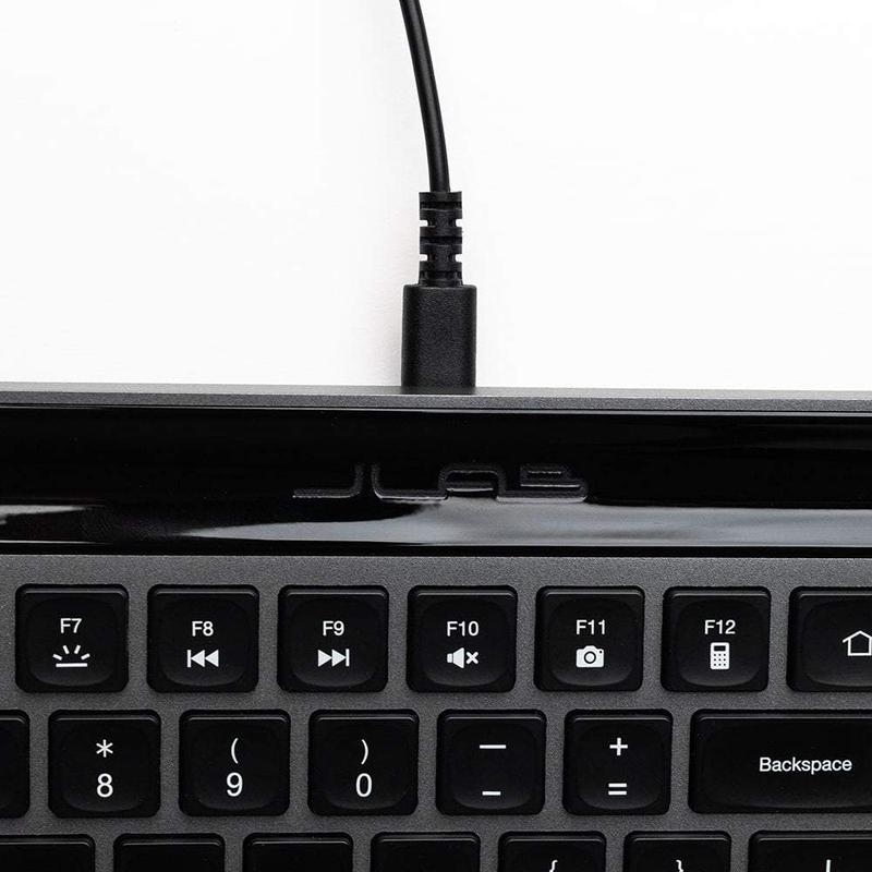 JLab Epic Wireless Keyboard Black 108 Keys Bluetooth USB Multi Device Toggle Rechargeable for Windows iOS Android Chrome OS
