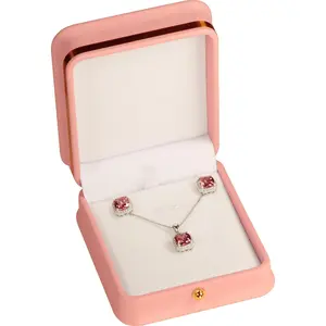 Necklace Pendant Box - Elegant Quality PU Leather Necklace Chain Earring   Holder Box with  Trim  Button Decoration for Women & Men (1, )