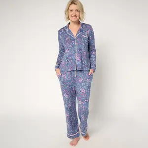 QVC Women's Pillowsoft Notch Collar Sunday Brunch Pajama Set