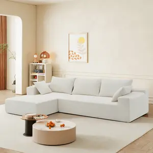 109*68" Modular Sectional Living Room Sofa Set, Modern Minimalist Style Couch, Upholstered Compressed Sofa for Living Room, Bedroom, Salon, 2 PC Free Combination, L-Shape, Cream/Green