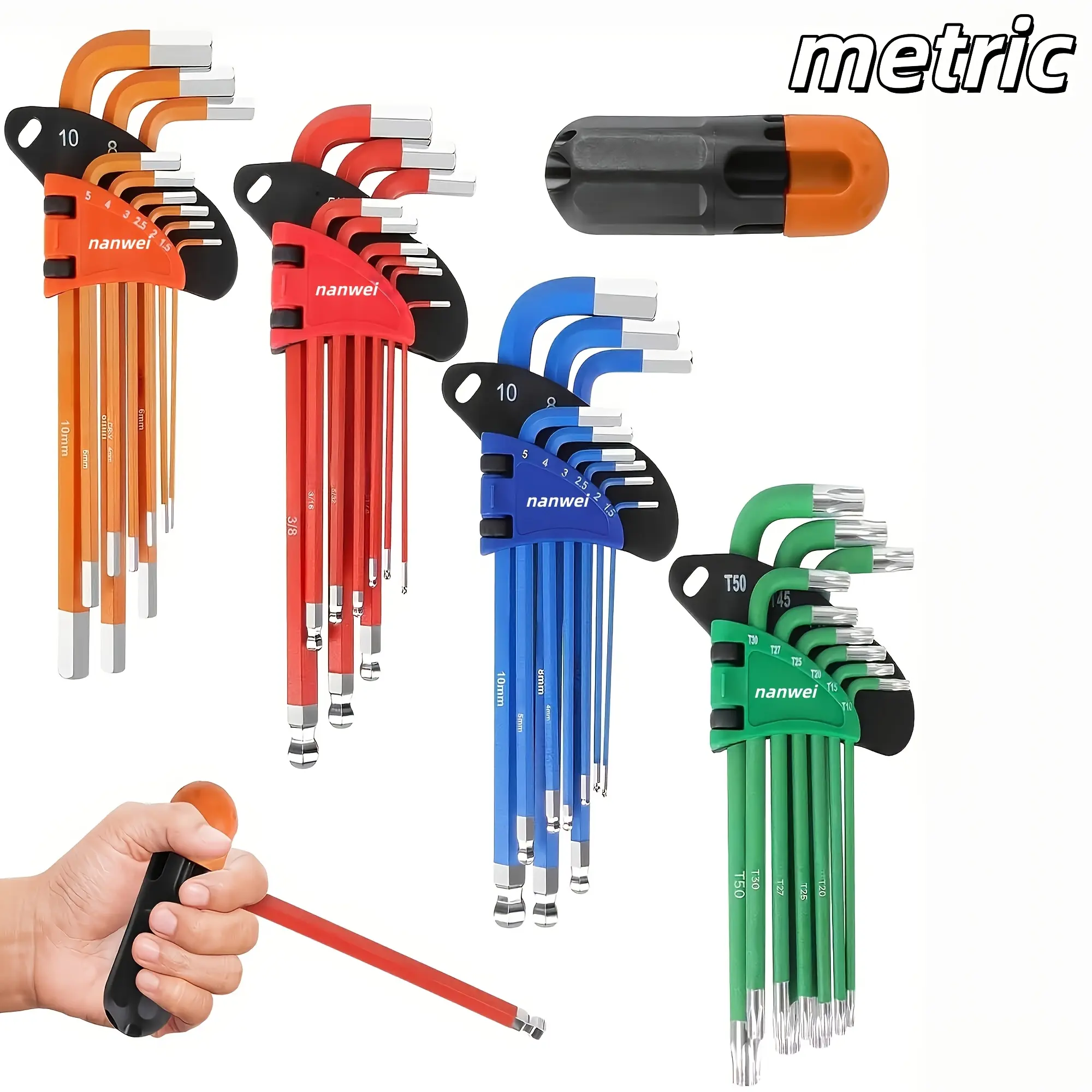 [fathersdaygift]37pcs Set Of Hex Wrench, Star Shaped Wrench Set With Anti Disassembly Metric Star Shaped Long Arm Ball Head Hex Wrench Set, Industrial Grade Hex Wrench Set, Suitable For Daily Use And Maintenance, Practical Gift For Men, Local Warehouse
