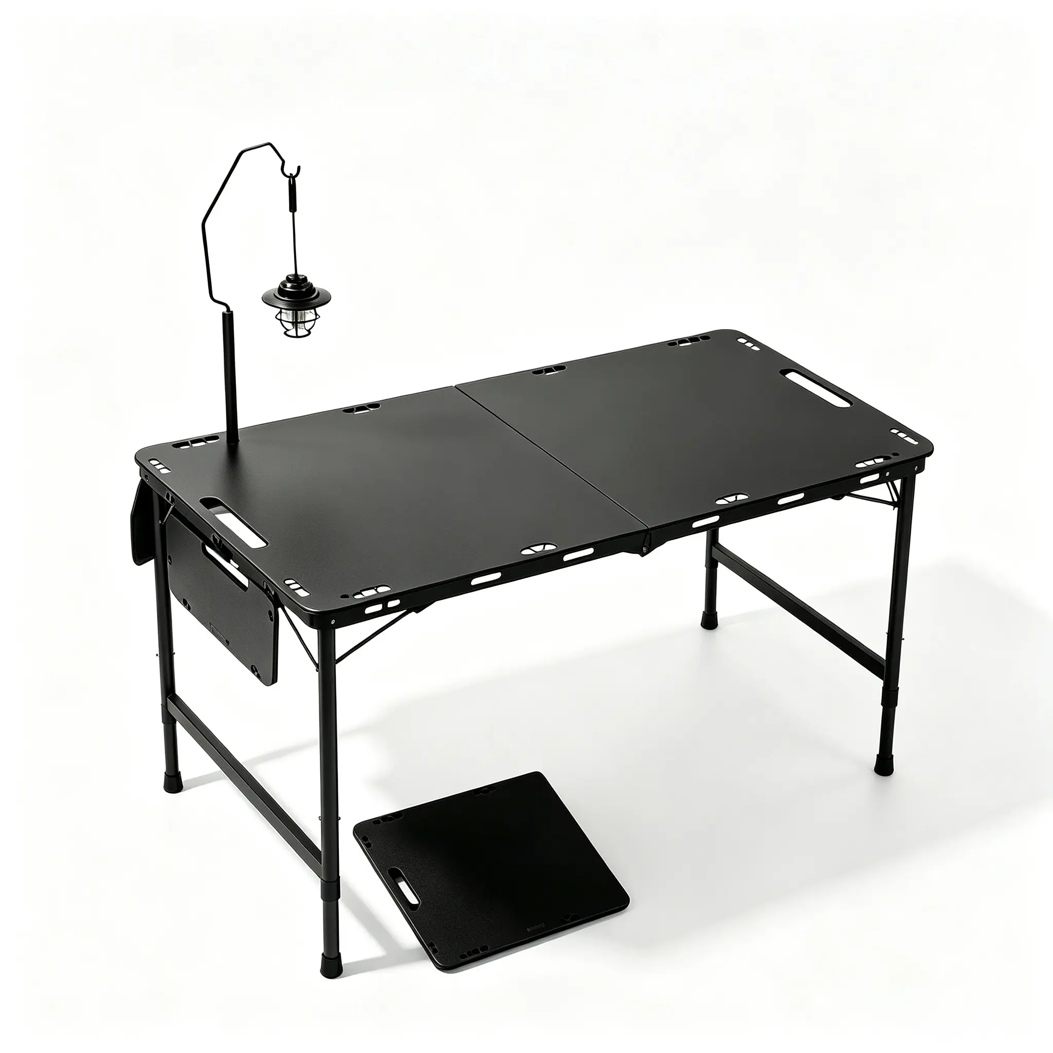 Portable Hydraulic Adjustable Height Folding Square Camping Table - Heavy-Duty Modular Outdoor Cooking Workstation, 286lbs Max Load Capacity for Van Camping, Overland Fit Outdoor Tasks
