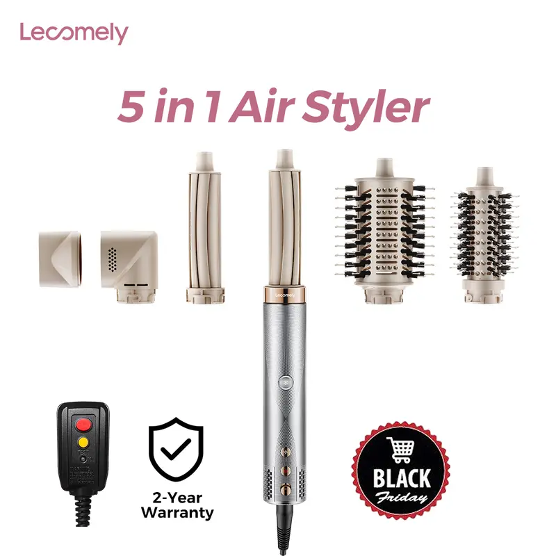 Lecomely AirEdge A3 Auto-Curl Iron - 5-in-1 Wavy Styling Kit with Coanda Tech, Negative Ions, 1400W Motor, Fast Drying, Frizz-Free Results for Thick Hair, Alci Plug, 2-Year Warranty, 3 Speed Modes, Hair Styling Tools