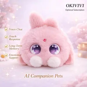 OKIVIVI Sunny AI Companion Pets, Electronic Pet Toys Interactive Plush Bag Accessory with Voice Chat, Emotion Sensing, Long-Term Memory, Touch-Reactive Haptics & Expressive Eyes, Pink, 1-Month AI Subscription Included