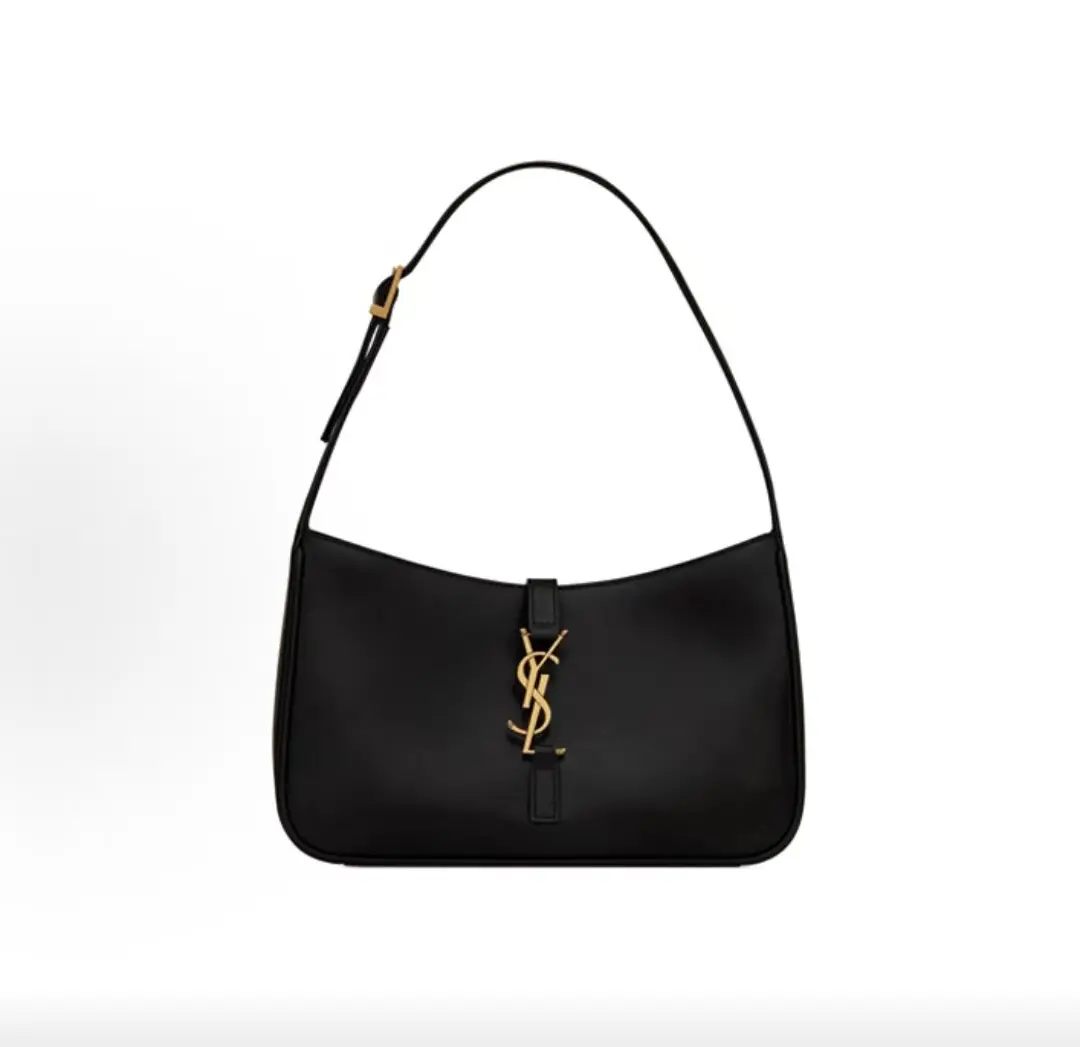 Pre-owned Yves Saint Laurent YSL Le 5 À 7 Hobo Black Smooth Calfskin Gold Hardware Designer Shoulder Bag