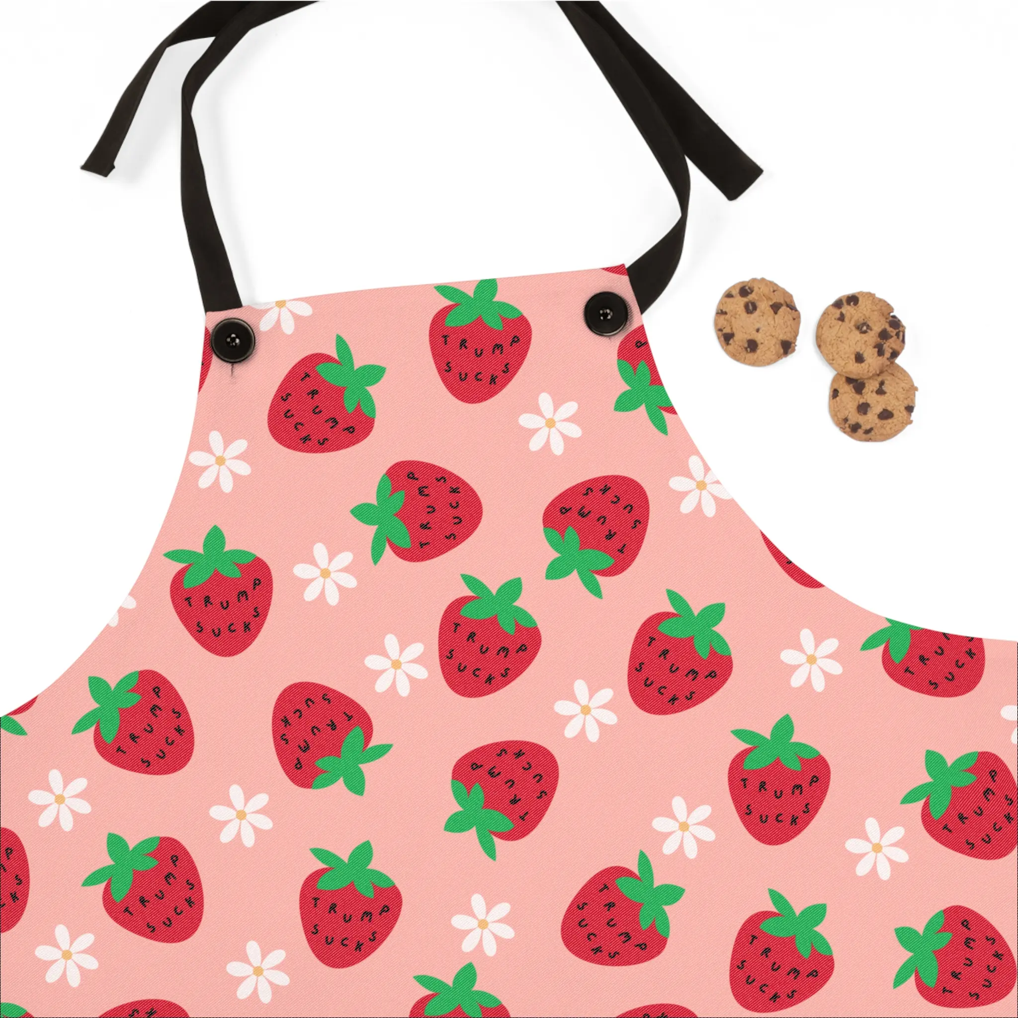 Subtle Trump Sucks Strawberry Seeds Cooking Apron, Cottagecore Kitchen Apron, Liberal Home Decor, Hidden Message Apron, Progressive Gift