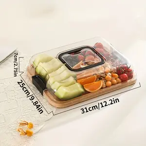 Charcuterie Boards with Lid, Bamboo Cheese Board Set with Compartments and Locking Lid with Handles, Charcuterie Board Accessories - House Warming Gifts New Home, Bridal Shower Gifts, Wedding Gifts