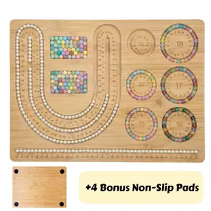 Bamboo Bead Board Jewelry Making Tray, Partition Design with Size Markings, Necklace Making Supplies, Beading Tools for DIY Necklaces, Bracelets