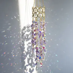 Crystal Suncatchers Hanging Window Garden Crystal Sun Catcher Colorful Beads Chain Rainbow Maker for Window Indoor Outdoor Home Office Garden Decoration