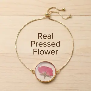 Real Red Rose Flower Bracelet, Handmade Resin Framed Pressed Flower Pendant, Cottagecore Nature Jewelry, Real Dried Flower Charm, Rustic Aesthetic Accessories, Birthday Mother’s Day Bridesmaid Gift