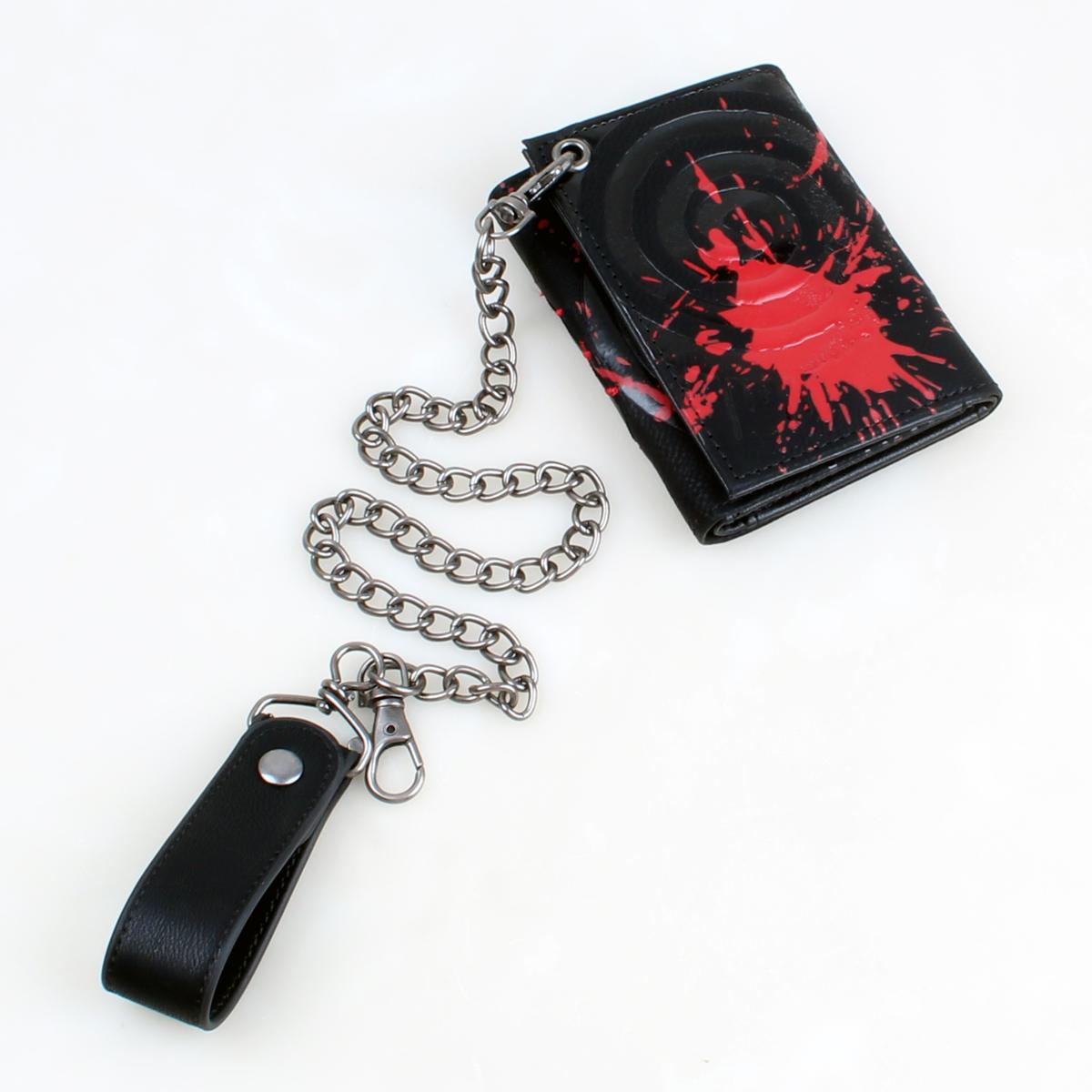 Three fold men's wallet with chain, personalized embroidered relief printed men's card clip