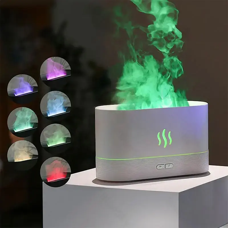 Portable Flame-Effect Air Aroma Diffuser, 7-Color Flame Noiseless Essential Oil Diffuser with Auto-Off Protection, Aromatherapy Diffusers for Home, USB-Powered Desktop Humidifier, Fragrance Machine #GLOBAL PICKS