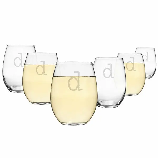 Personalized 15 oz. Stemless Wine Glasses (Set of 6)