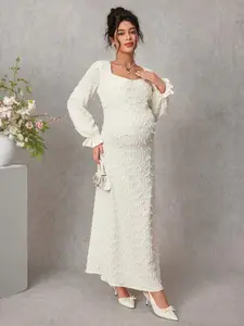 MISHELLA Elegant Sweetheart Collar Long Maternity Dress