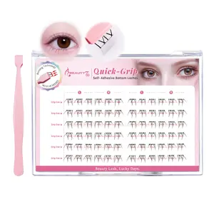 Beauty7 Self Adhesive Eyelashes No Glue Needed Quick Grip Bottom Lash Clusters Pre Glued with Tweezers Reusable Moonlight 72 Clusters for All Skin Types