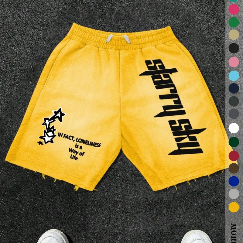 Men's Drawstring Letter Print Shorts, Loose Casual Summer Wear, Comfortable Fashion Design, Perfect Daily Use Choice