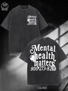 Mental Health Matters 100 T Shirt For Men And Women Oversized Black Tee With Phone Number Printed On Front And Back Mental Health Awareness Apparel Casual Streetwear Fashion Top Unisex Loose Fit Short Sleeve Sh fathersdaygift