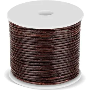 Leather Cord - Round, Brown Leather Lace for Bracelets, Necklaces & Crafts