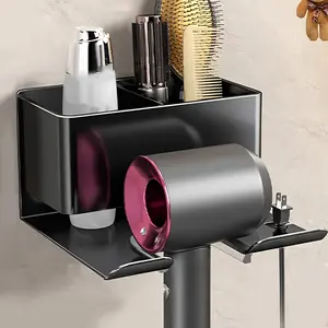 Easy to Install Metal Hair Dryer Rack - Wall-Installed, No-Drill Bathroom Storage Solution for Electric Hair Dryers  Space-Saving Design for Bathroom Organization, Utility Hooks used for bathroom storage and organization. suitable for bathrooms.
