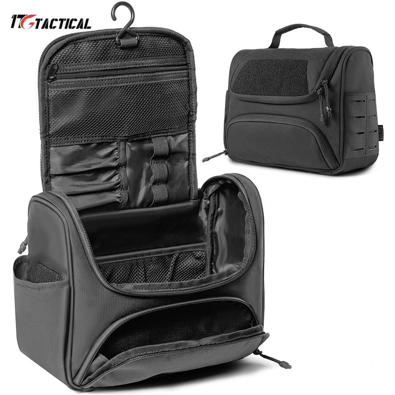 1TG TACTICAL Large Capacity Toiletry Bag Travel Bag with Hanging Hook for Men and Women Waterproof Travel Cosmetic Bag Bathroom Storage Bag for Brushes Set,Full-Sized Shampoo,Toiletries  - TikTokShopBacktoSchool