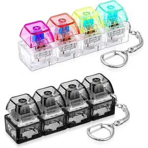 2 PCS Keyboard Fidget Toy, LED Light Up Toys,Keyboard Fidget Keychain 4-in-1 Keyboard Decompression Button Finger Clicker Toys, Button Stress Relief Fidget Gifts to Relief Stress,Light - up Accessories