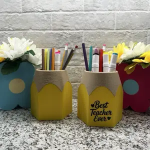 Custom Pencil Holder -  "Best Teacher Ever" Text - Perfect for Office or Home Use