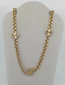 Cadenas con Diseño 10K CLOVER DORADA Y ZC