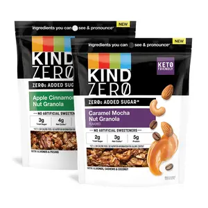 KIND Zero Added Sugar Granola, Variety Pack, Apple Cinnamon Nut & Caramel Mocha Nut , Wholesome snacks, Gluten Free, 2 Count