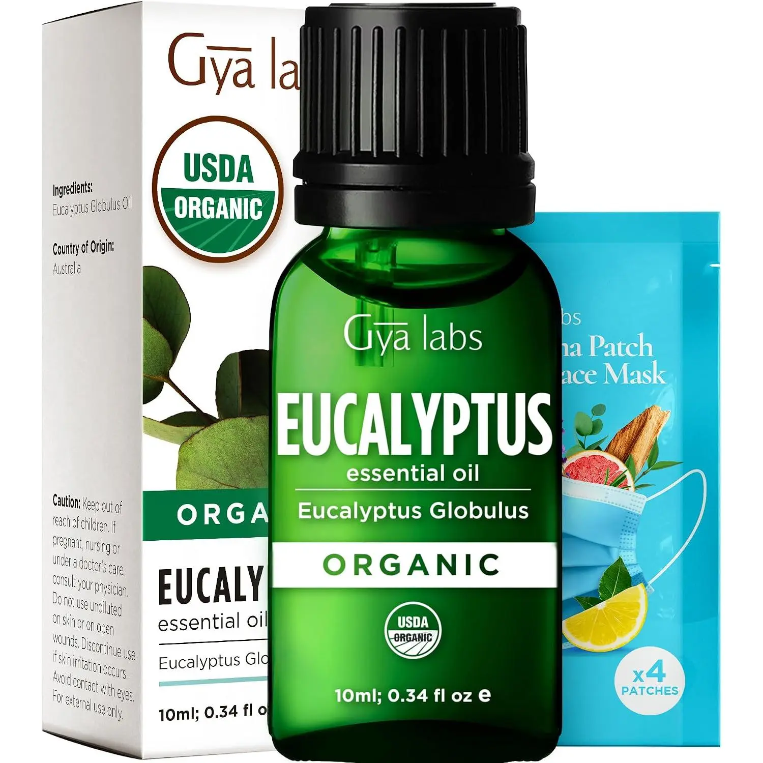 Gya Labs USDA Organic Eucalyptus Essential Oil for Diffuser & Seasonal Comfort - for Skin, Massages, Hair & Scalp Care, Aromatherapy, DIY Candle Making Scents - 0.34 Fl Oz