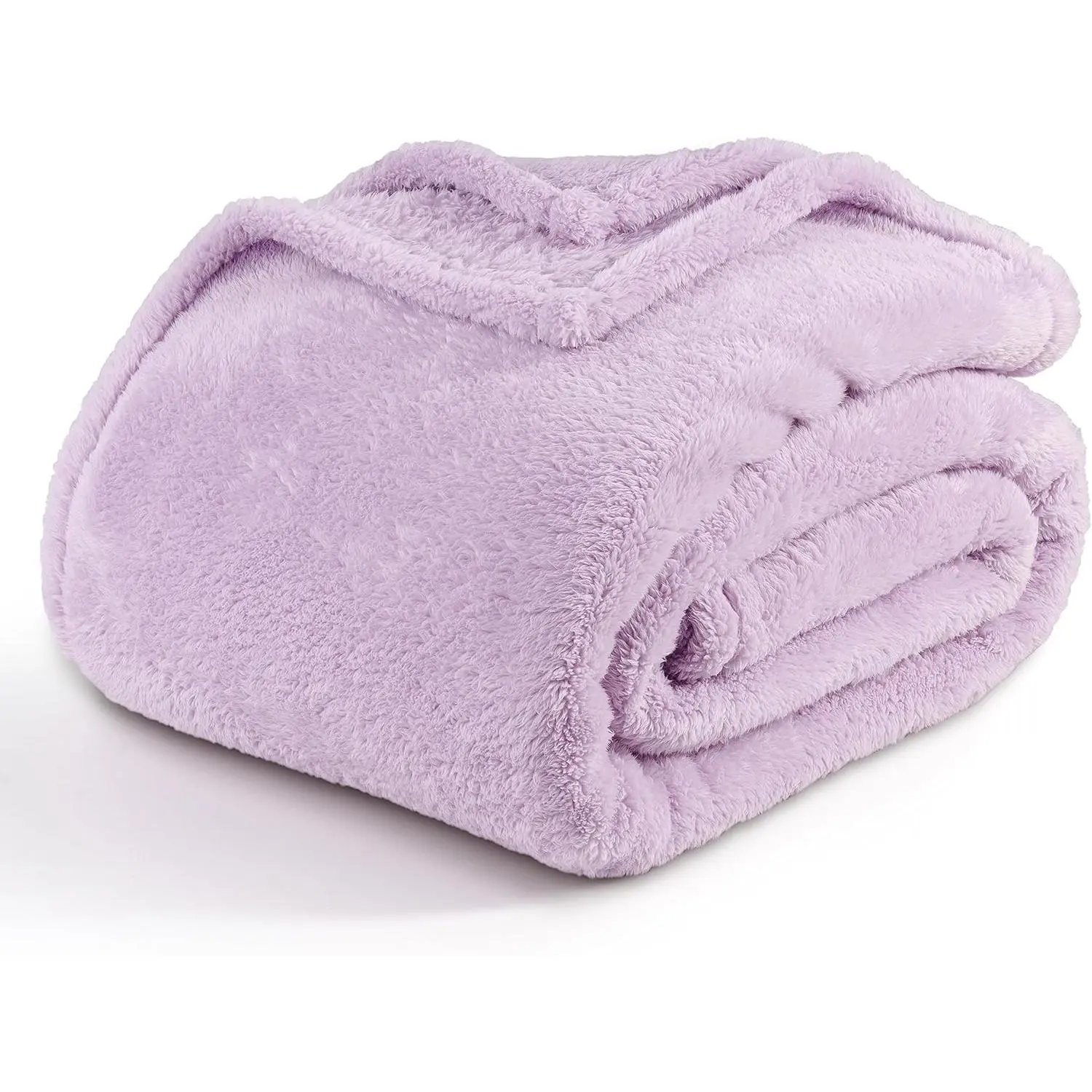 Extra-Fluffy™ High-Pile Twin Size Polyester Plush Throw Blanket - Pastel Lilac Purple, 60x92 in, 300gsm Lightweight Fabric, Machine Washable, Modern Design for Couch & Bed Cozy Vibe